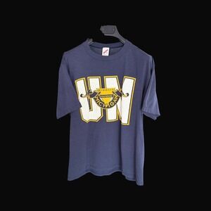 Vintage Jerzees University of Michigan Wolverines T-Shirt XXL Navy Single Stitch